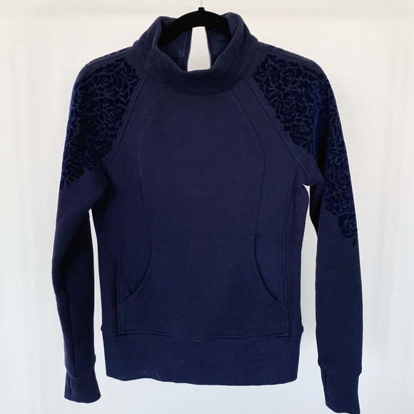 lululemon athletica Sweaters - Lululemon Navy Scooba Pullover Velvet Detail 4